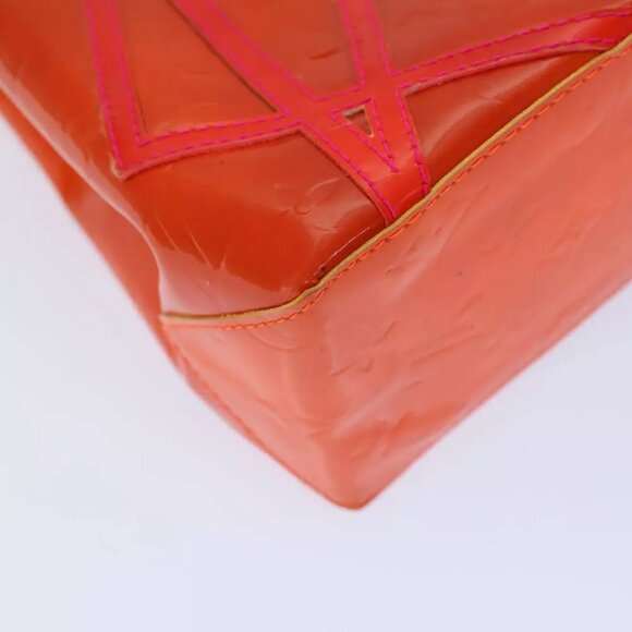 LOUIS VUITTON Monogram Vernis Fluo Reade PM Hand Bag Red LV Auth - Picture 10 of 16